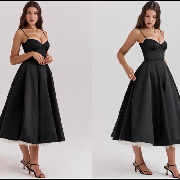 HOUSE OF CB MADEMOISELLE BLACK TULLE DRESS MEDIUM - Picture 10 of 14